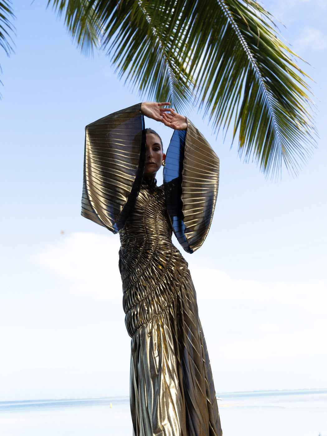Fossilite Dress Floor Length Metallic