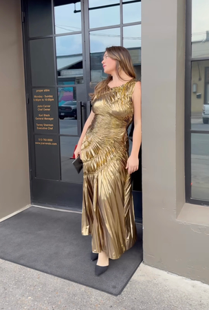 Ali Tate Fossil Dress in Gold