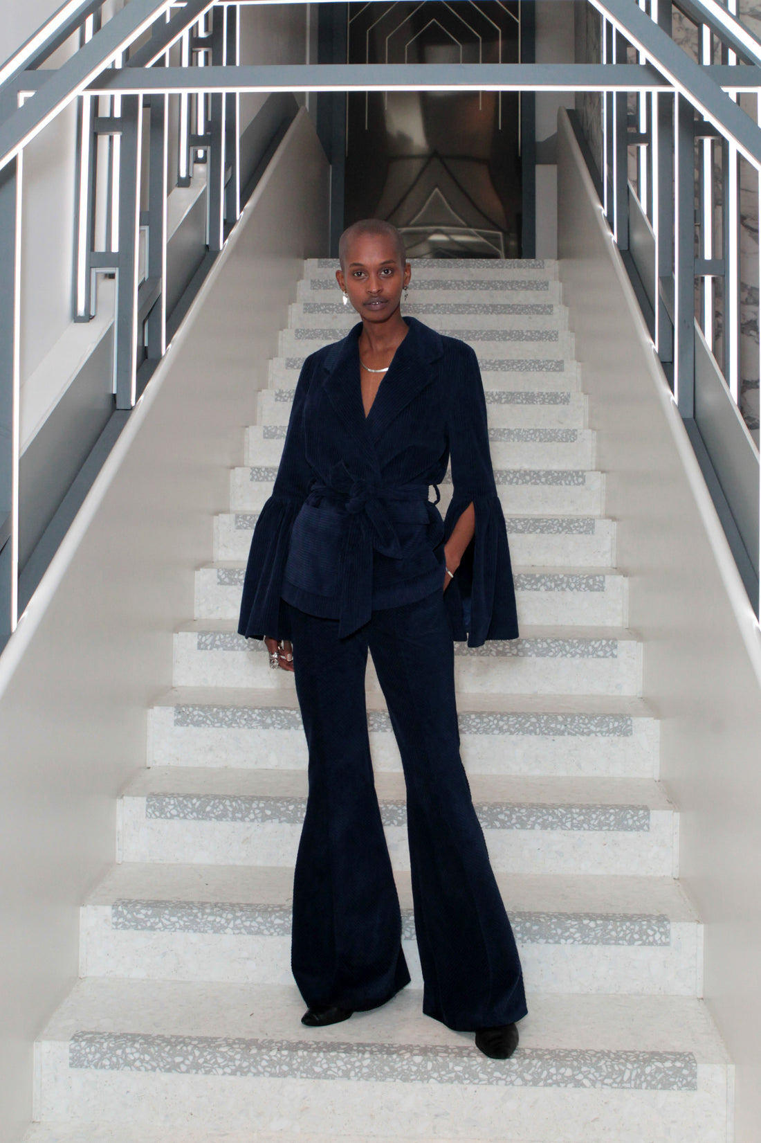 Nella Ngingo wears AW18 Sinclair Suit in Navy