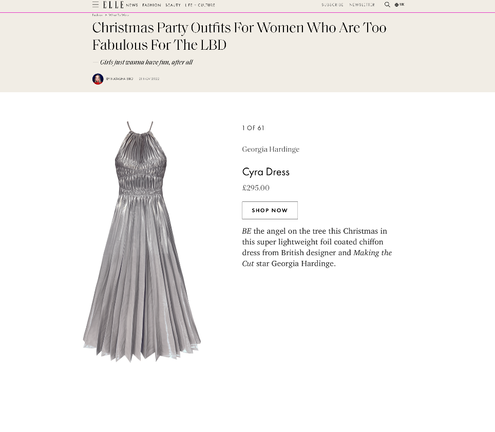 Elle names the Cyra Dress as Christmas Party Outfit of the Year ...