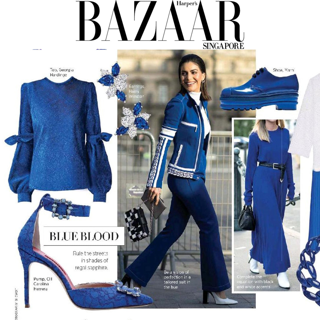 SS18 Cobalt Zinnia Blouse featured by Harpers Bazaar Singapore