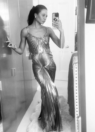 Emma Thynn wears The Dazed Dress Floorlength in Red