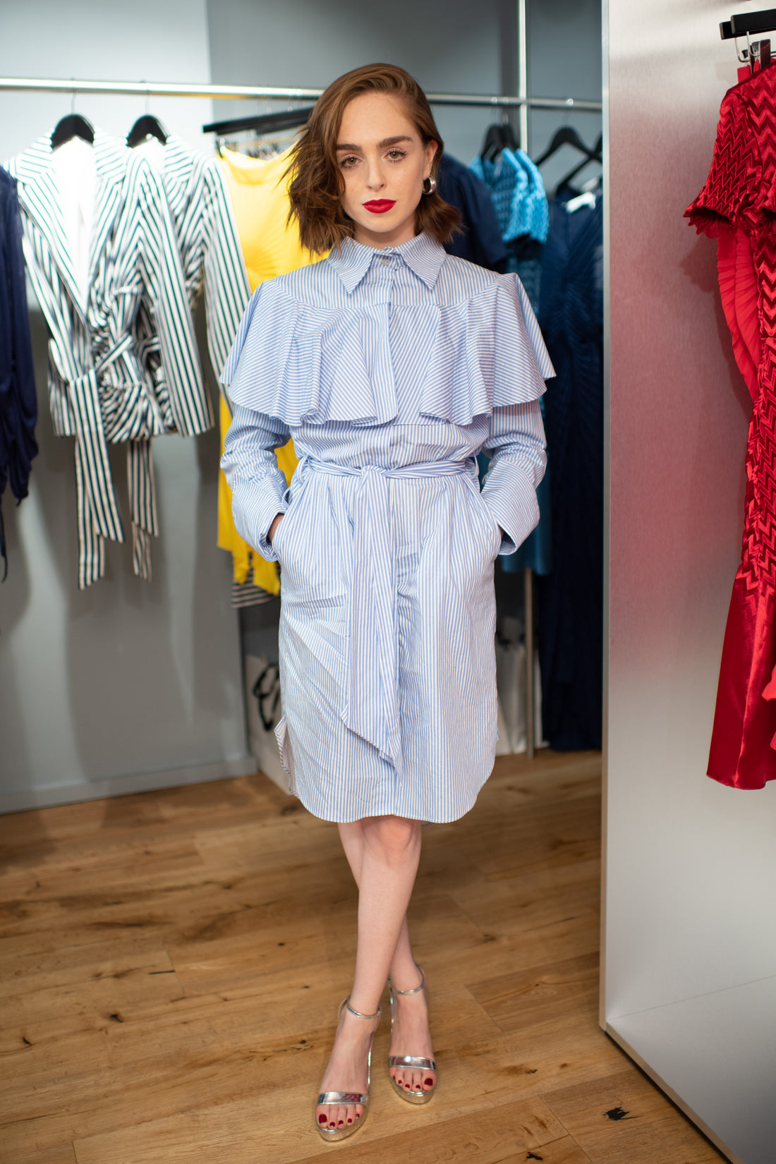 Louisa Connolly Burnham wears SS19 Linear Shirt Dress to Georgia Hardinge's Store Launch