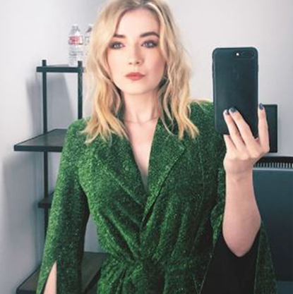 Sarah Bolger wears SS18 Palm Suit in Emerald