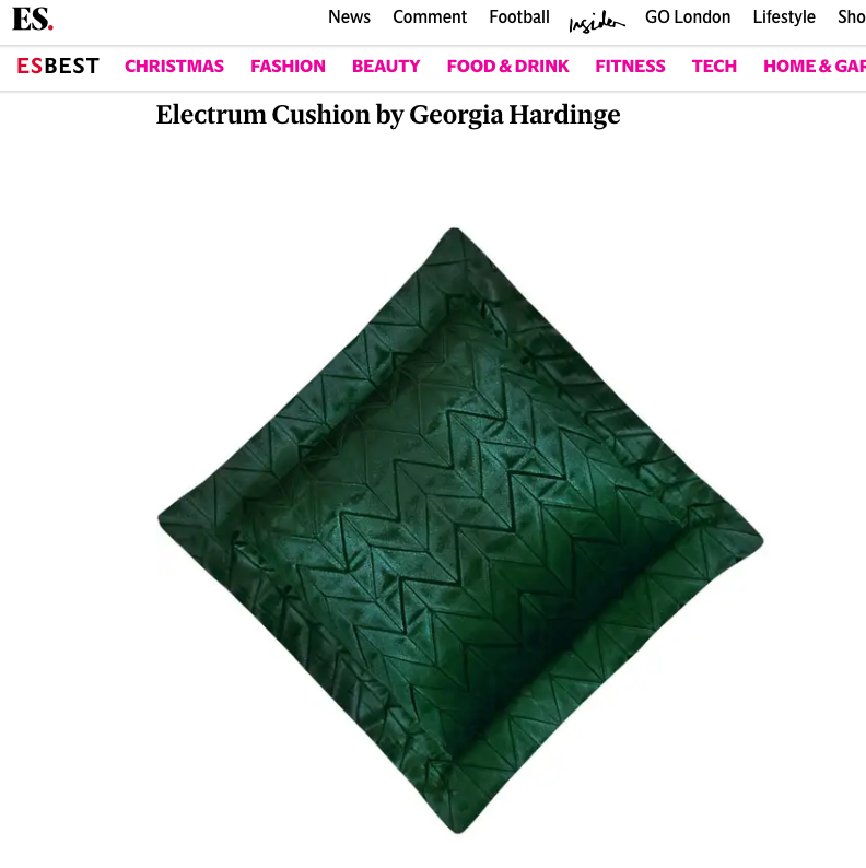 Evening Standard features Electrum Cushion on 'Best Christmas Gifts for her'