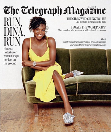 Dina Asha Smith wears SS19 Dazed Dress on the cover of The Telegraph Magazine