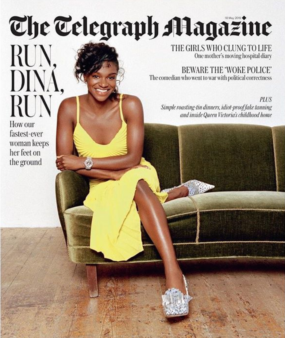 Dina Asha Smith wears SS19 Dazed Dress on the cover of The Telegraph Magazine