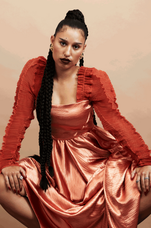 Raye wears AW19 Topaz Dress for an interview with Phoenix Magazine