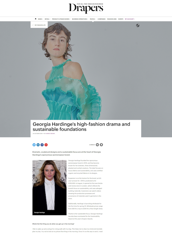Drapers interview Georgia Hardinge on her sustainable foundations