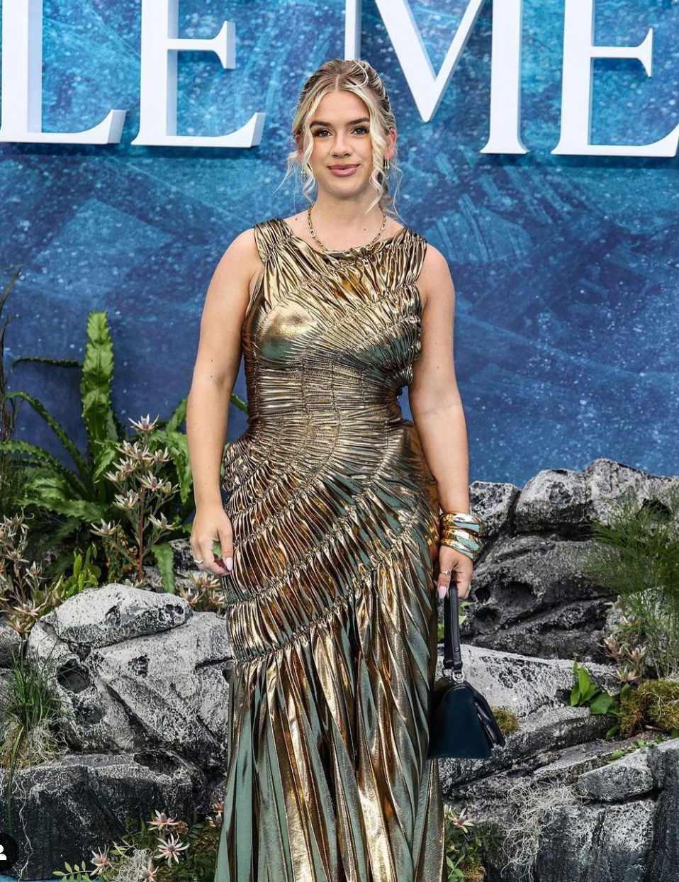 Grace Beverley wears the Fossil Dress to the Little Mermaid Premiere in London