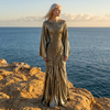 Fossilite Dress Floor Length Metallic