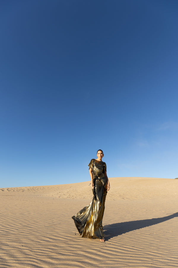 Chrome Dress Floor Length Metallic