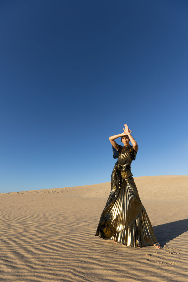 Chrome Dress Floor Length Metallic