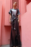Chrome Dress Floor Length Metallic