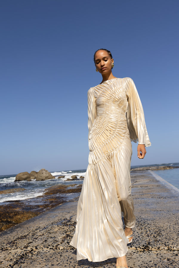 Fossilite Dress Floor Length Metallic