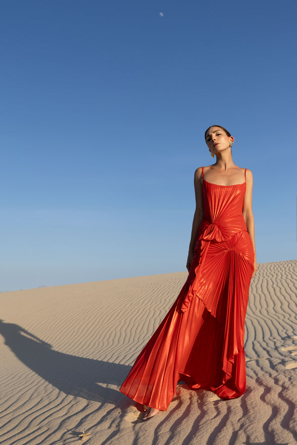 Torrent Dress Floor Length Metallic