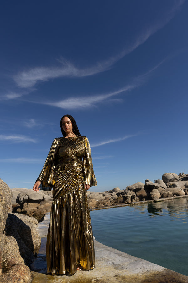 Fossilite Dress Floor Length Metallic