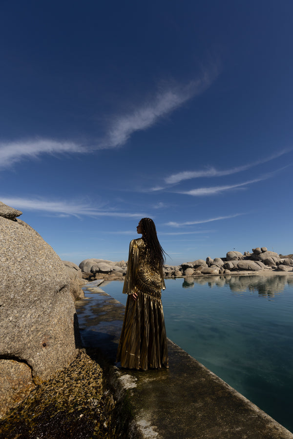 Fossilite Dress Floor Length Metallic