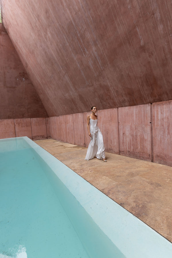 Torrent Dress Floor Length Metallic