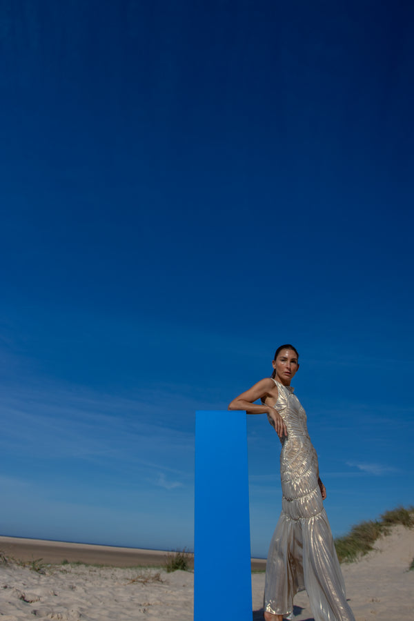 Georgia Hardinge - Shop - Fossil Dress Floor Length Metallic UK12 / Ivory Gold Metallic Georgia Hardinge - Shop - Fossil Dress Floor Length Metallic UK12 / Ivory Gold Metallic