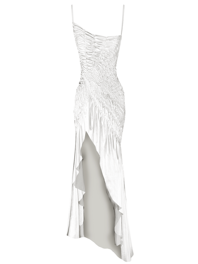 georgia hardinge celestial shirred satin midi dress Georgia Hardinge Celestial Pink Dress by Georgia Hardinge