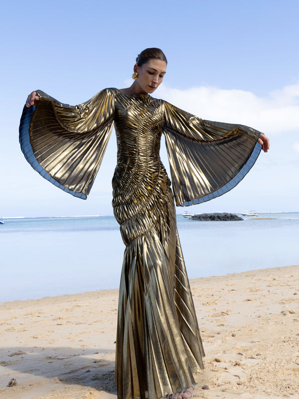 Fossilite Dress Floor Length Metallic