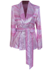 Pink wrap-style sequin blazer with sunray stripes