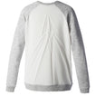 Ivory sweatshirt with gray sleeves and pleated design.