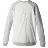 Ivory sweatshirt with gray sleeves and pleated design.