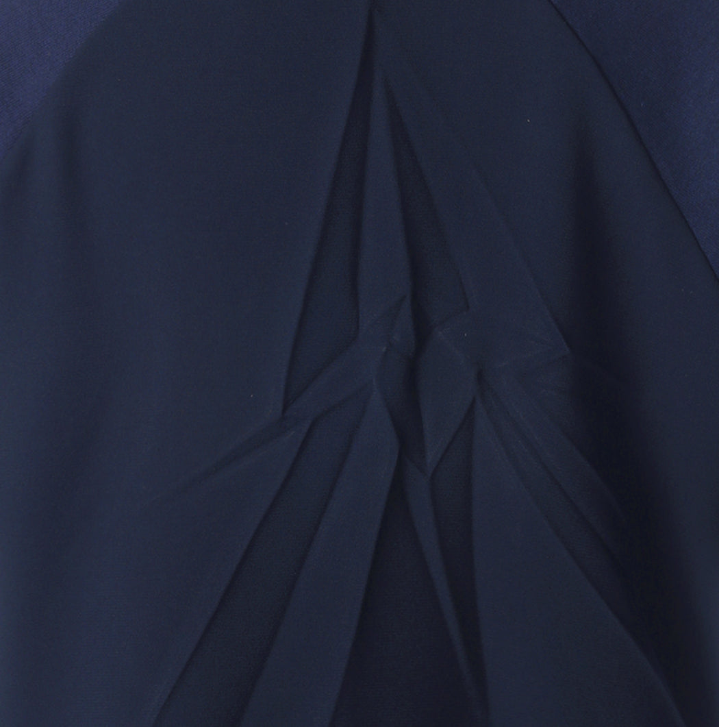 Navy blue fabric with pleated design