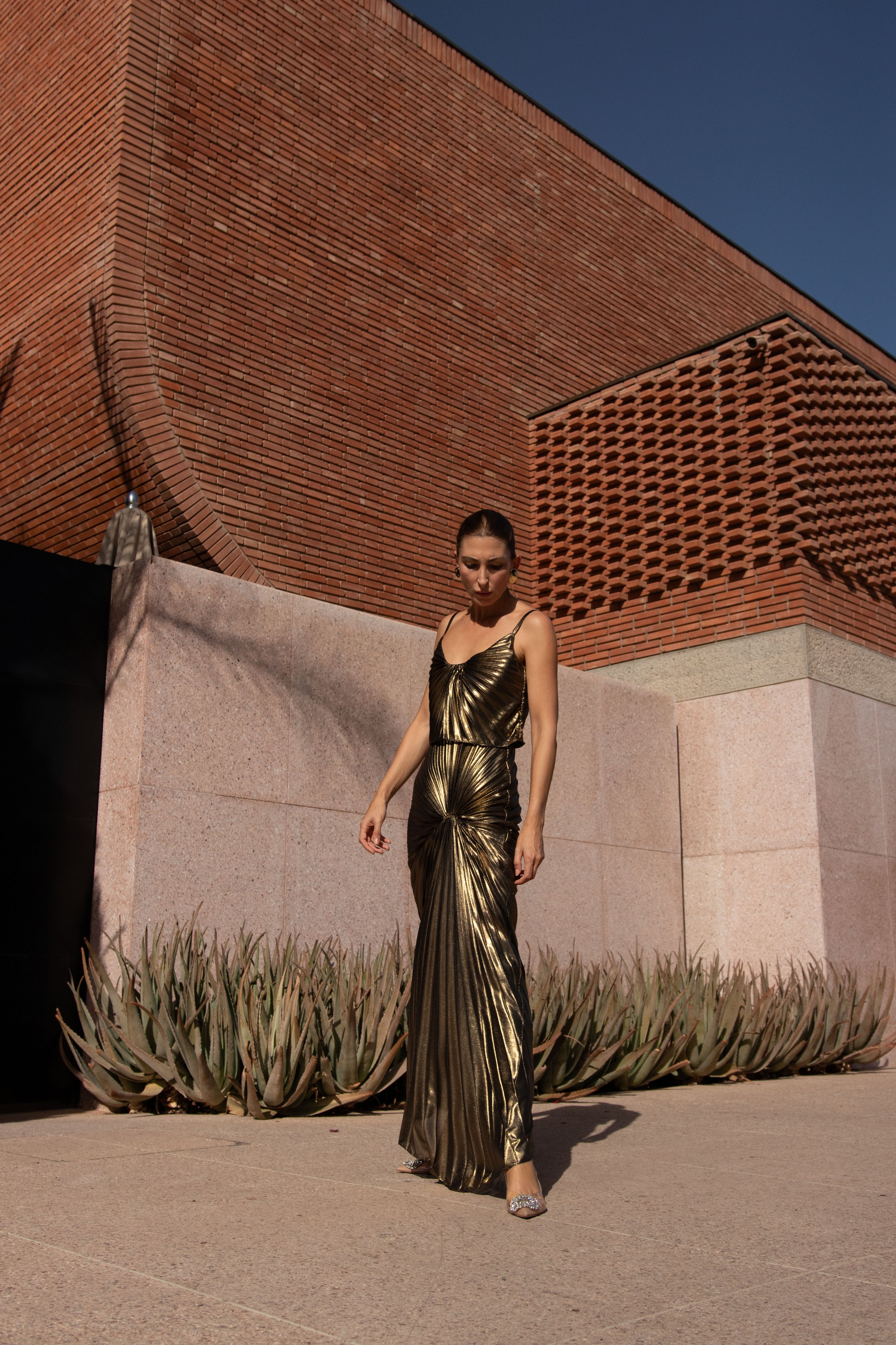dazed dress in gold georgia hardinge Sonia Gown