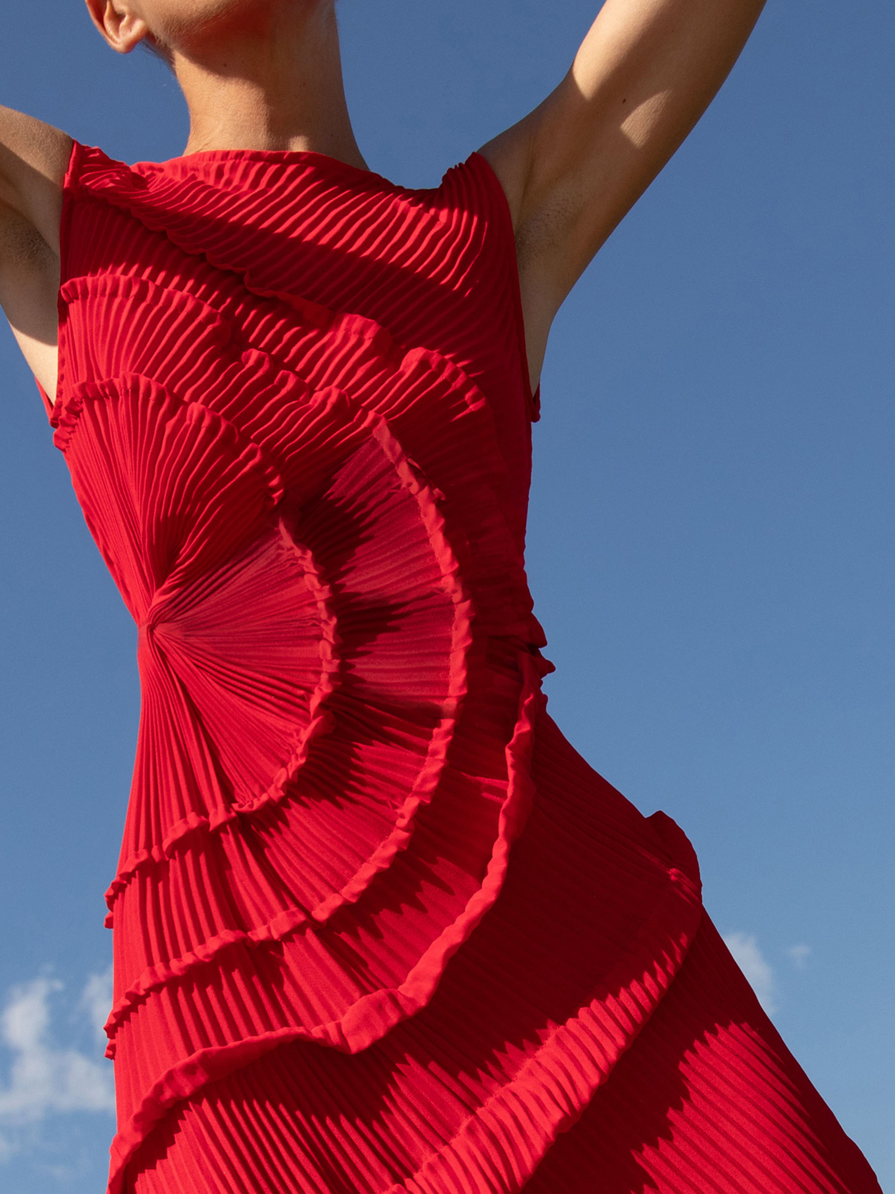 georgia hardinge red dress Georgia Hardinge Red Opal Pleated Floor-Length Dress