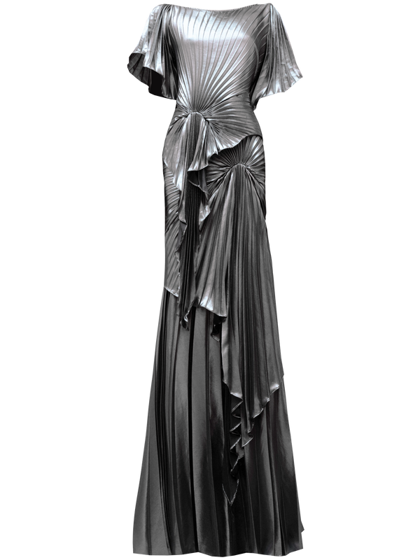 Chrome Dress Floor Length Metallic