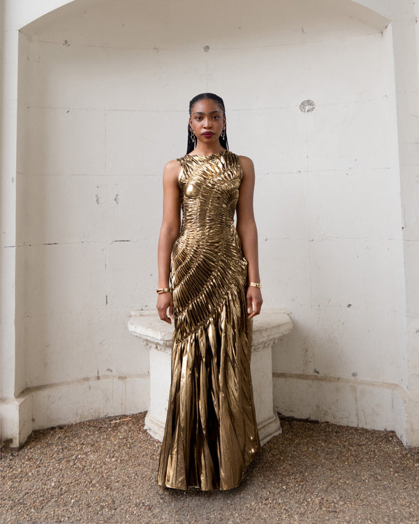 Fossil Dress Floor Length Metallic