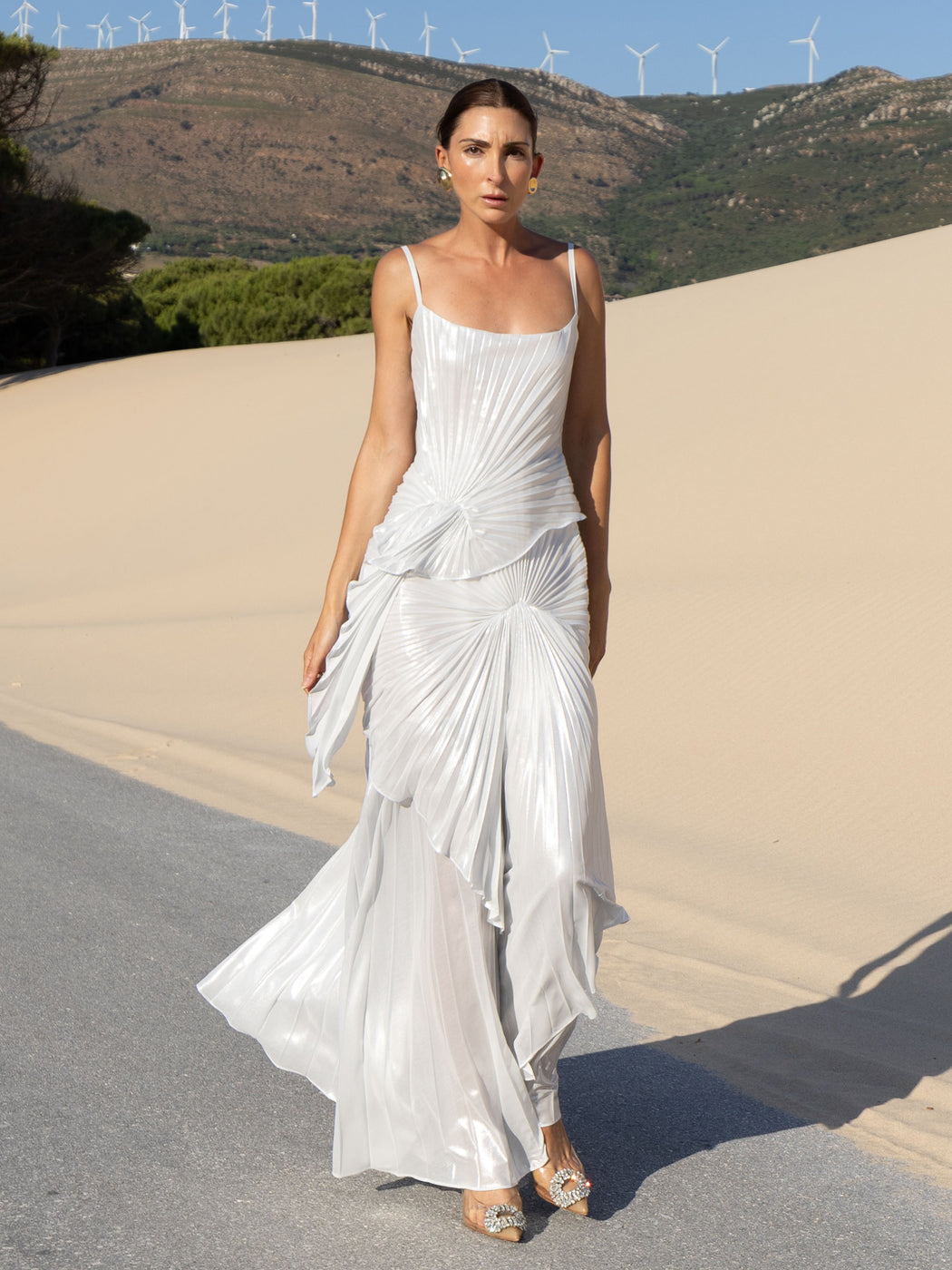 Torrent Dress Floor Length Metallic