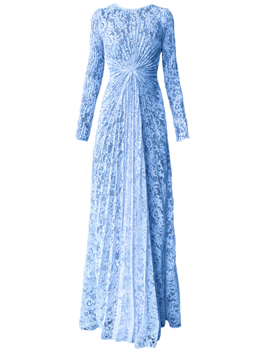light blue long dress with sleeves Elsa Ice Maxi Neck Scarf Lace Up Sleeve Length Women's Long Sleeve Formal Dresses