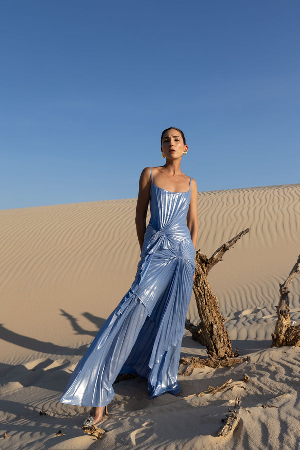 Torrent Dress Floor Length Metallic