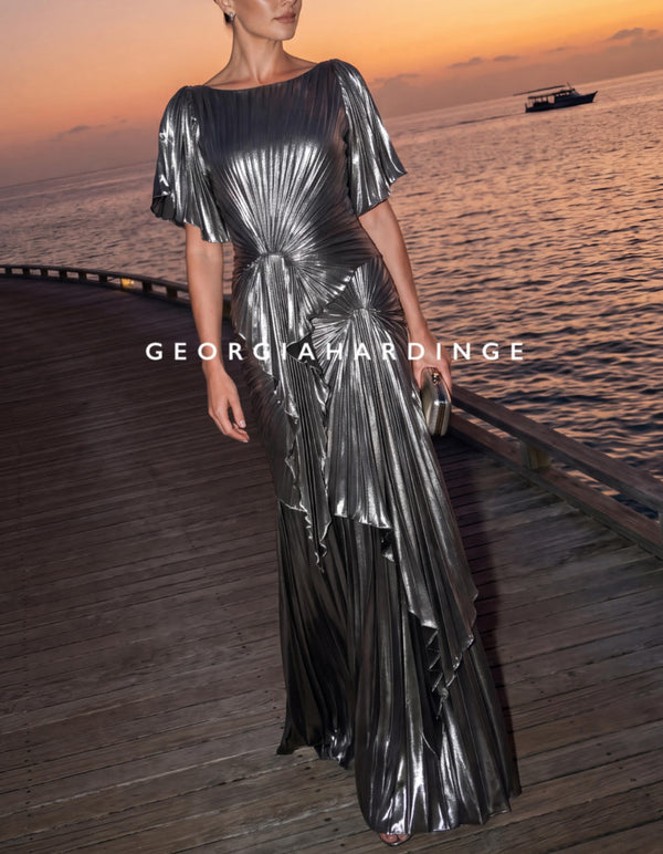 Chrome Dress Floor Length Metallic
