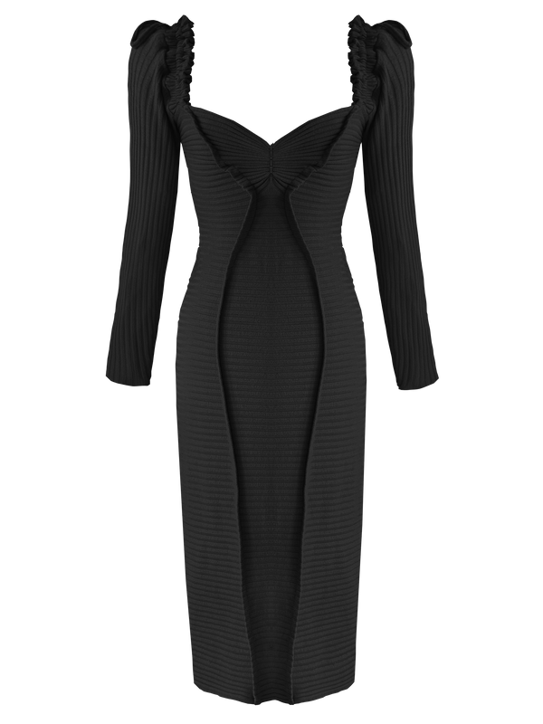 Georgia Hardinge black jersey rib midi dress Blaze long sleeve fitted