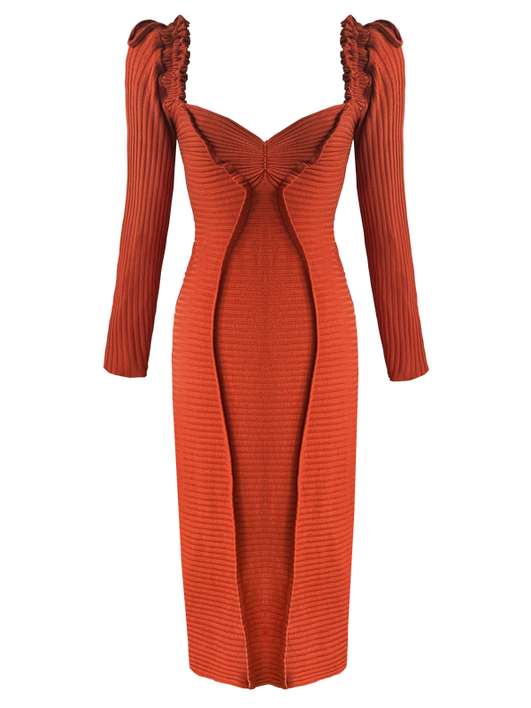Georgia hardinge blaze dress terracotta jersey red midi bodycon