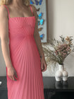 Georgia Hardinge Pink Empire Dress bow back pleated midi strappy wedding guest tie bustier