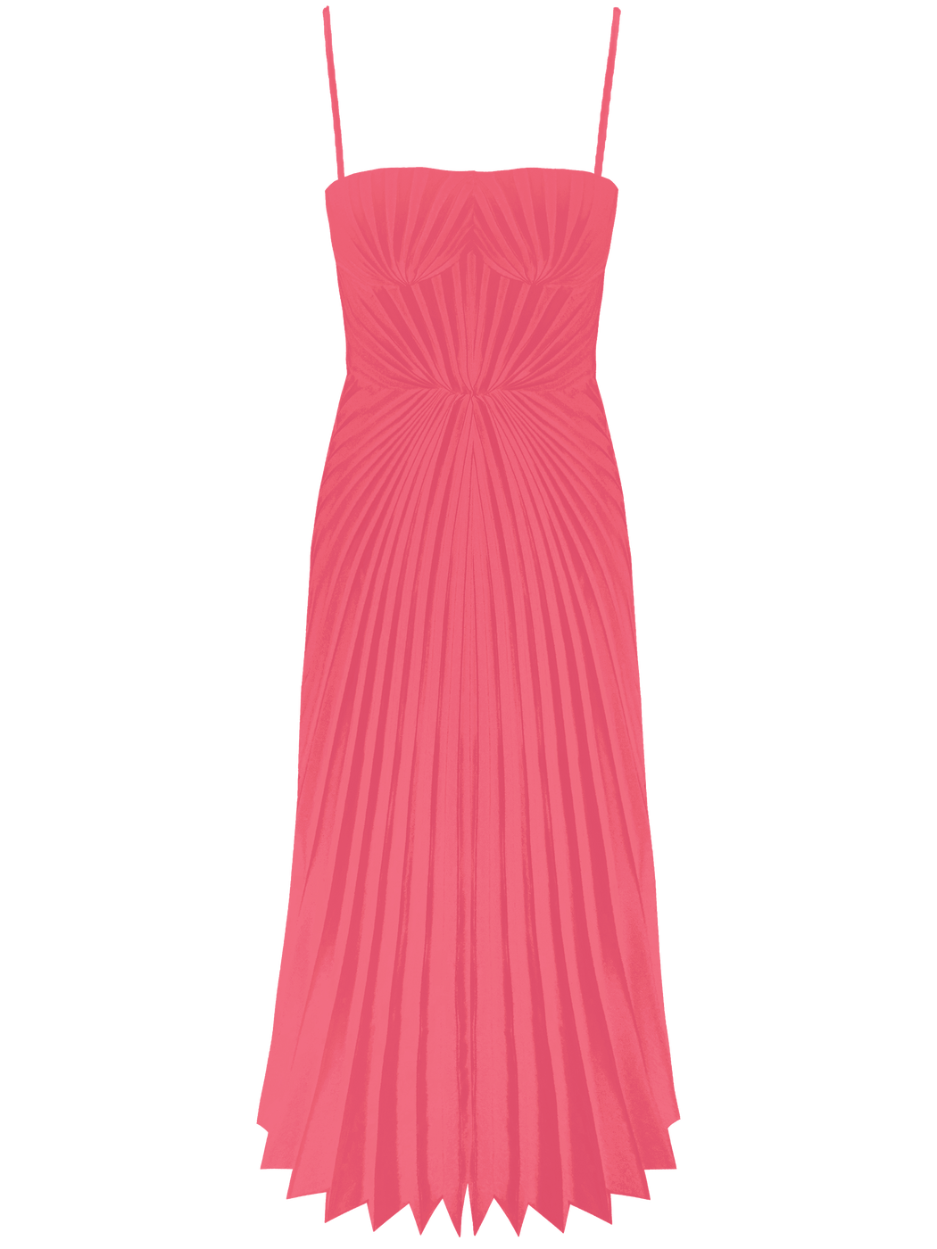 Georgia Hardinge Pink Empire Dress bow back pleated midi strappy wedding guest tie bustier