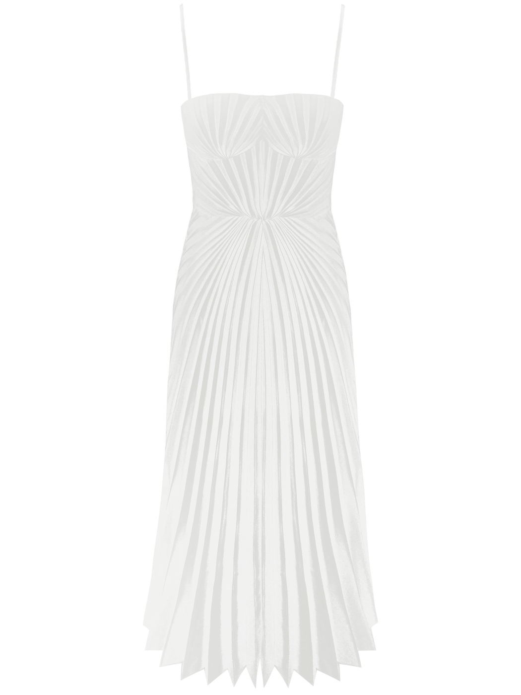Georgia Hardinge Ivory Empire Dress bow back pleated midi strappy wedding guest tie bustier