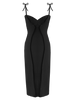 Georgia Hardinge Gaia Dress Black midi bodycon fitted tie bow strappy viscose jersey rib