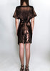 Georgia Hardinge metallic mini dress asymmetric v-neck puff sleeve pleated gathered party