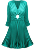 Georgia Hardinge teal green mint mini dress skater style illustion pleated keyhole