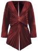 Georgia Hardinge rust pleated top long sleeves satin batwing plunge neckline