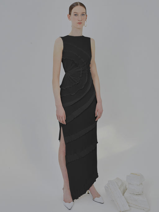 Georgia Hardinge Opal Dress Black tie pleated unique floor length gown event