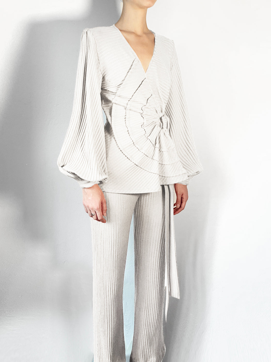 georgia hardinge serra trouser ivory straight leg ribbed jersey