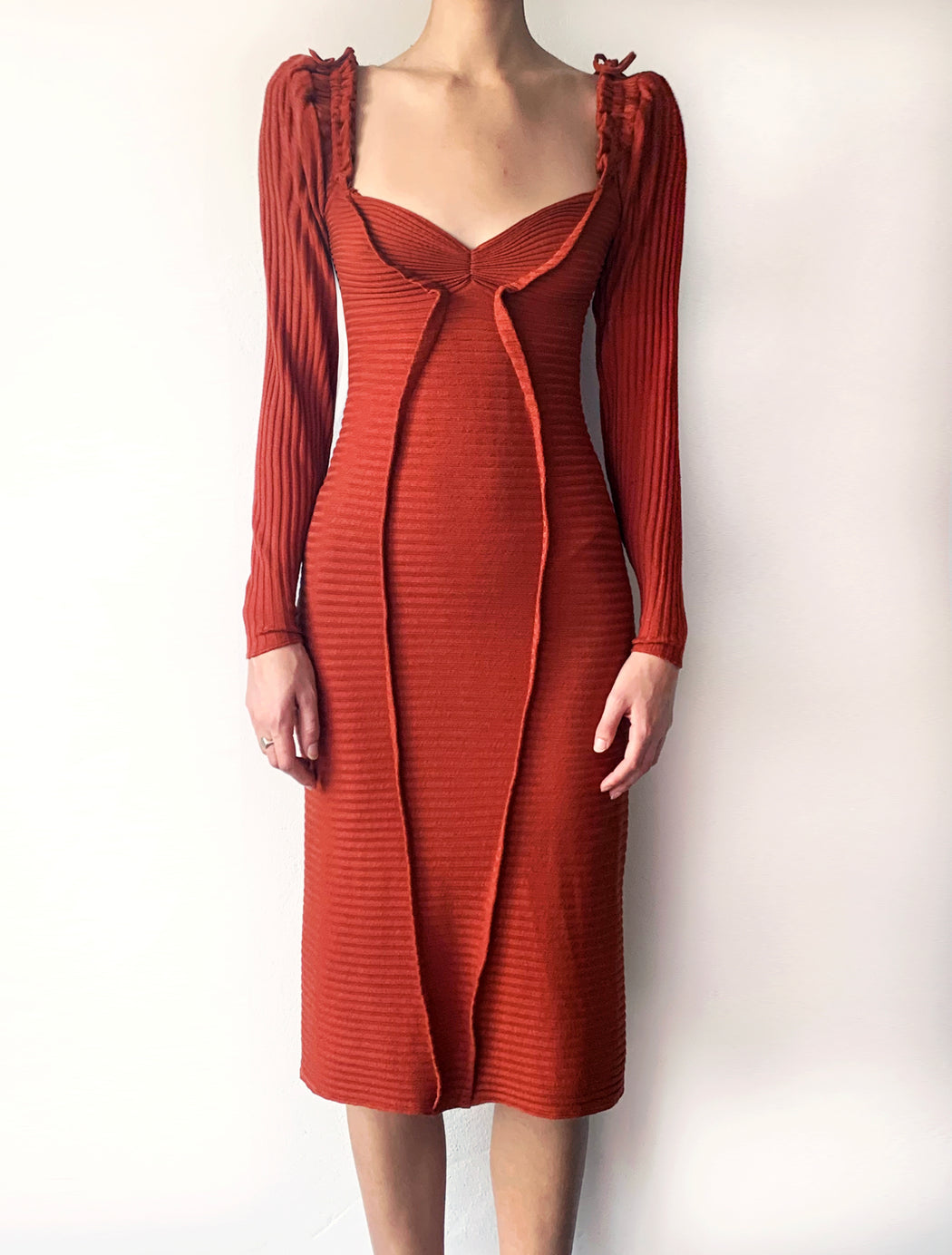 Georgia hardinge blaze dress terracotta jersey red midi bodycon